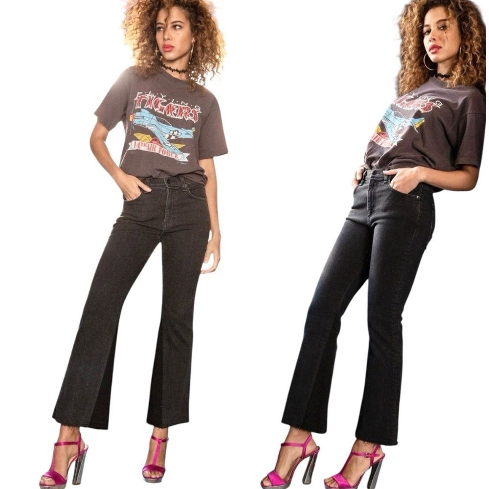 ASKK NY The Geek Crop Flare Jeans Faded Black Size 27